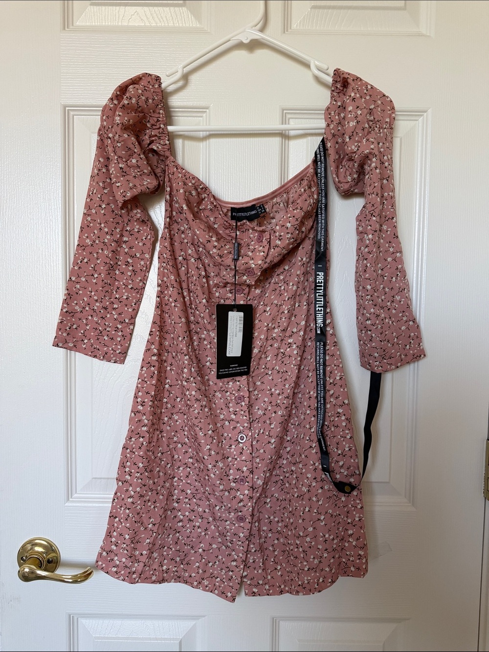 PrettyLittleThing Dusty Pink Floral Square Neck Mini Dress